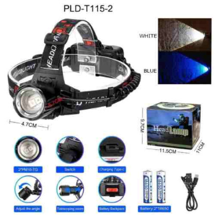 Ліхтар налобний PLD-T115-2PM10-TG (white+blue) Ліхтар налобний PLD-T115-2PM10-TG (white+blue)