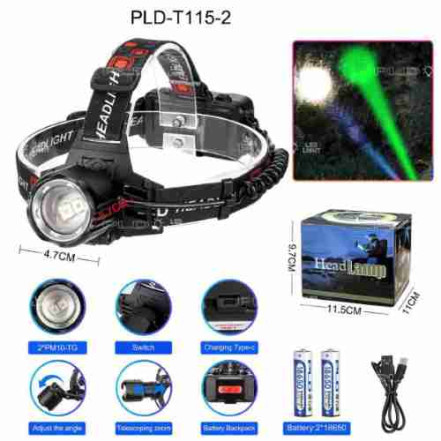 Ліхтар налобний PLD-T115-2PM10-TG (white+green) Ліхтар налобний PLD-T115-2PM10-TG (white+green)