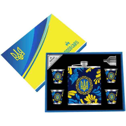 Подарунковий набір MOONGRASS 6в1 з флягою, чарками, лійкою 'UKRAINE' WKL-200 Подарунковий набір MOONGRASS 6в1 з флягою, чарками, лійкою 'UKRAINE' WKL-200