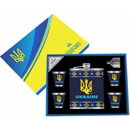 Подарунковий набір MOONGRASS 6в1 з флягою, чарками, лійкою 'UKRAINE' WKL-202 Подарунковий набір MOONGRASS 6в1 з флягою, чарками, лійкою 'UKRAINE' WKL-202