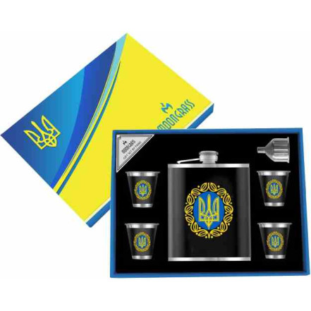 Подарунковий набір MOONGRASS 6в1 з флягою, чарками, лійкою 'UKRAINE' WKL-207 Подарунковий набір MOONGRASS 6в1 з флягою, чарками, лійкою 'UKRAINE' WKL-207