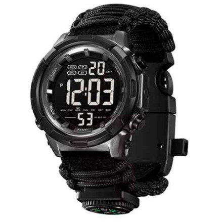 Годинник наручний SKMEI PARACORD 1845BK, BLACK, Compass, термометр, свисток, кресало Годинник наручний SKMEI PARACORD 1845BK, BLACK, Compass, термометр, свисток, кресало