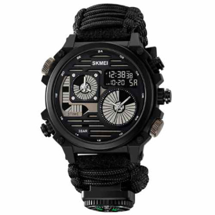 Годинник наручний SKMEI PARACORD 2202BK, BLACK, Compass, термометр, свисток, кресало Годинник наручний SKMEI PARACORD 2202BK, BLACK, Compass, термометр, свисток, кресало