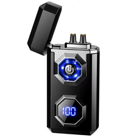 Дугова електроімпульсна запальничка USB HL-646 Black (цифровий дисплей)