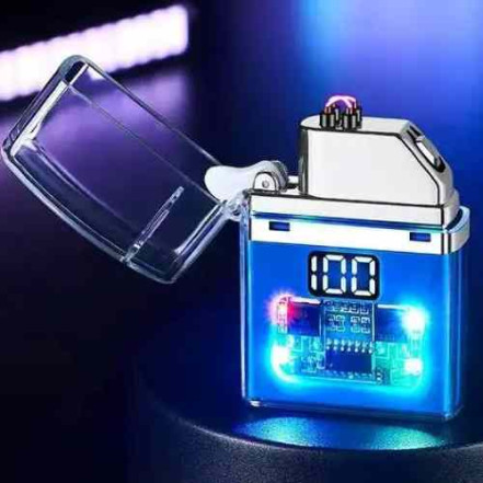 Дугова USB запальничка з прозорим корпусом HL-647 Blue