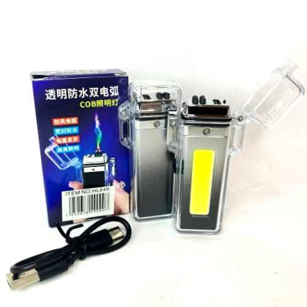 Электроимпульсная зажигалка USB с фонариком HL-649 Gray Электроимпульсная зажигалка USB с фонариком HL-649 Gray