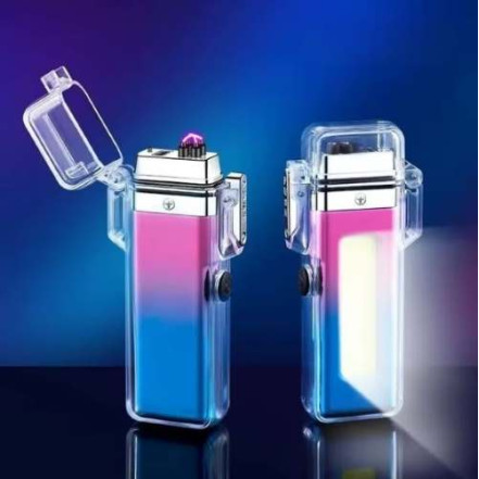 Электроимпульсная зажигалка USB с фонариком HL-649 Pink blue Электроимпульсная зажигалка USB с фонариком HL-649 Pink blue