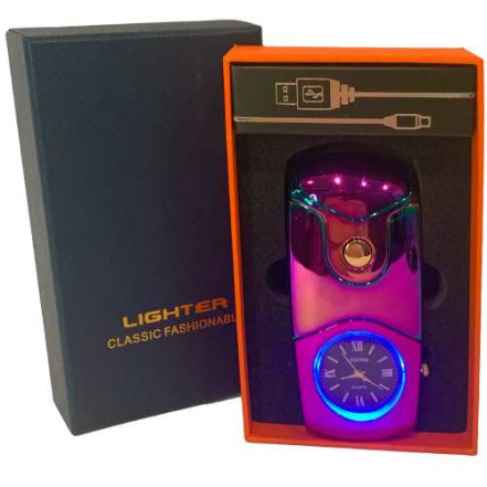 Плазменная USB зажигалка с кварцевыми часами HL-685 Chameleon Плазменная USB зажигалка с кварцевыми часами HL-685 Chameleon