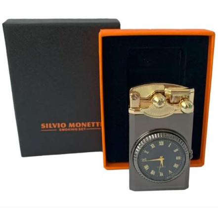 Газовая зажигалка с часами Silvio Monetti HL-616 Black Газовая зажигалка с часами Silvio Monetti HL-616 Black