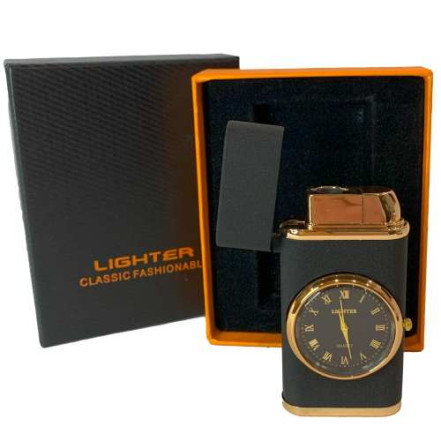 Газова запальничка з годинником Classic Fashionable HL-618 Black matte Газова запальничка з годинником Classic Fashionable HL-618 Black matte