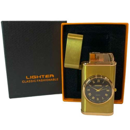 Газова запальничка з годинником Classic Fashionable HL-618 Gold Газова запальничка з годинником Classic Fashionable HL-618 Gold
