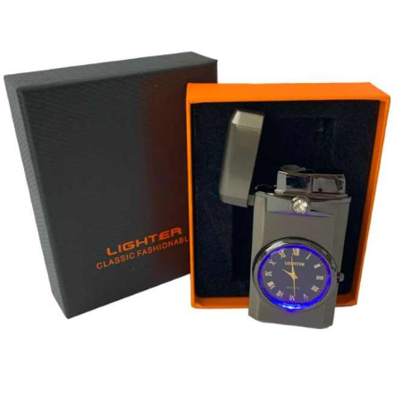 Запальничка газова з годинником Classic Fashionable HL-621 Black