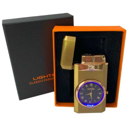 Запальничка газова з годинником Classic Fashionable HL-621 Gold