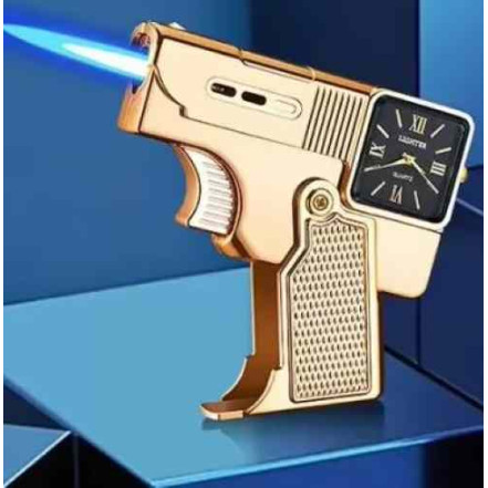 Запальничка трансформер Пістолет з годинником HL-668 Gold Запальничка трансформер Пістолет з годинником HL-668 Gold