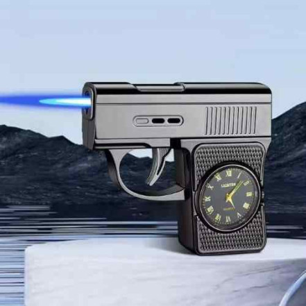 Запальничка Пістолет з годинником HL-669 Black Запальничка Пістолет з годинником HL-669 Black