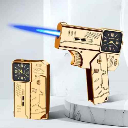 Запальничка Трансформер Пістолет з Годинником HL-670 Gold Запальничка Трансформер Пістолет з Годинником HL-670 Gold