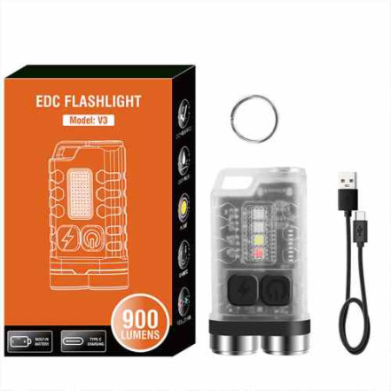 Ліхтар-Брелок S02/V3-2LM+4SMD (900 Lm/Type-C/RGB) Ліхтар-Брелок S02/V3-2LM+4SMD (900 Lm/Type-C/RGB)