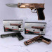 Газова запальничка 2в1 Пістолет з ножем HL-824 Black (турбо) Газова запальничка 2в1 Пістолет з ножем HL-824 Black (турбо)