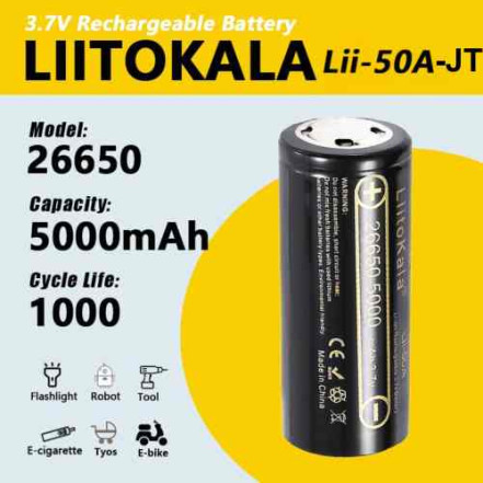 Акумулятор 26650 LiitoKala Lii-50A-JT 5000mAh Акумулятор 26650 LiitoKala Lii-50A-JT 5000mAh