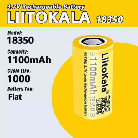 Акумулятор 18350 LiitoKala 1100mAh 3.7V Акумулятор 18350 LiitoKala 1100mAh 3.7V
